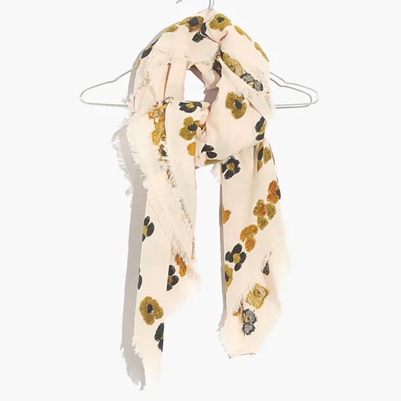 Madewell Feline Floral Jacquard Scarf in Antique Cream Multi - Picture 1 of 11